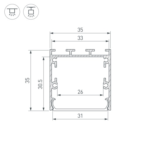 Профиль LINE-S-3535-2500 BLACK (Arlight, Алюминий)