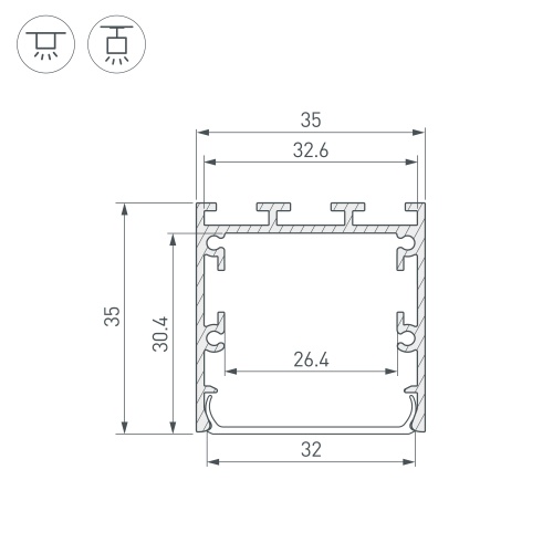 Профиль LINE-M-3535-2000 BLACK (Arlight, Алюминий)