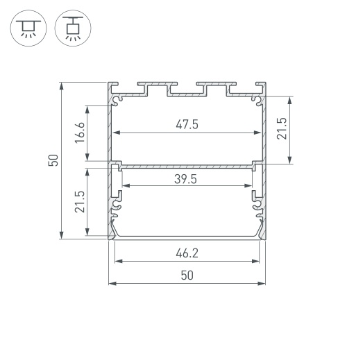 Профиль LINE-S-5050-3000 BLACK (Arlight, Алюминий)