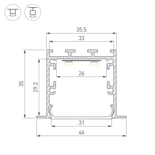 Профиль LINIA49-F-М-2500 BLACK (Arlight, Алюминий)