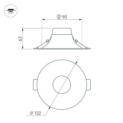 Светильник MS-BLIZZARD-BUILT-R102-8W Warm3000 (BK, 100 deg, 230V) (Arlight, IP20 Металл, 3 года)