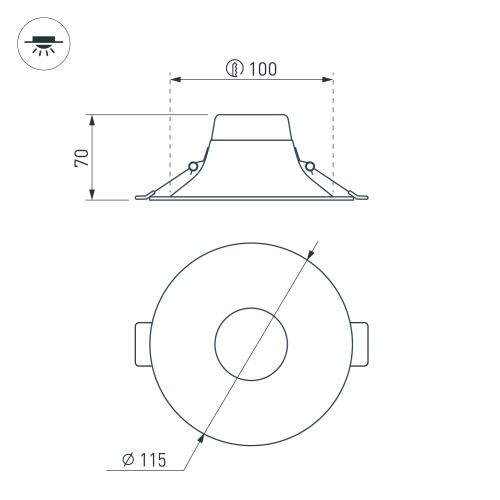 Светильник MS-BLIZZARD-BUILT-R115-10W Warm3000 (BK, 100 deg, 230V) (Arlight, IP20 Металл, 3 года)