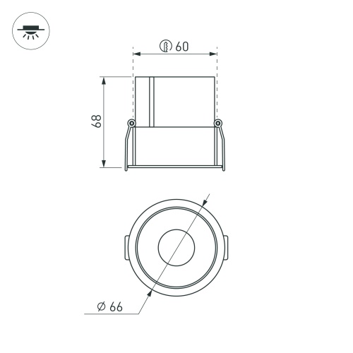 Светильник MS-ATLAS-BUILT-R66-15W Day4000 (WH-WH, 35 deg, 230V) (Arlight, IP20 Металл, 5 лет)