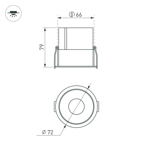 Светильник MS-ATLAS-BUILT-R72-20W Day4000 (BK-BK, 30 deg, 230V) (Arlight, IP20 Металл, 5 лет)