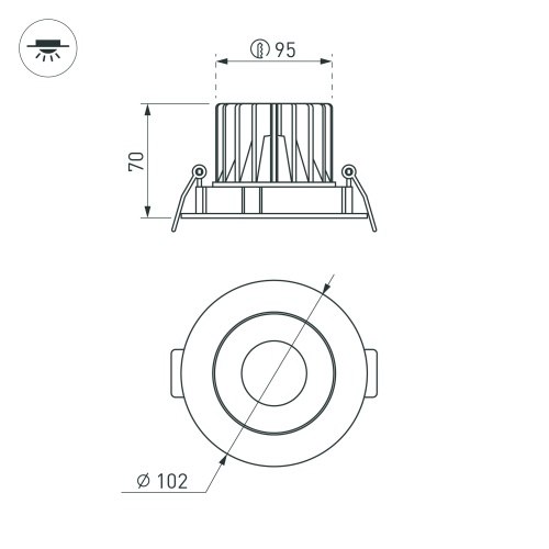 Светильник MS-FORECAST-BUILT-TURN-R102-12W Warm3000 (BK-BK, 32 deg, 230V) (Arlight, IP20 Металл, 5 лет)