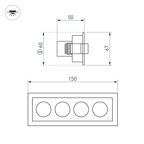 Светильник MS-ORIENT-BUILT-TURN-TC-S67x150-10W Warm3000 (WH-BK, 30 deg, 230V) (Arlight, IP20 Металл, 5 лет)