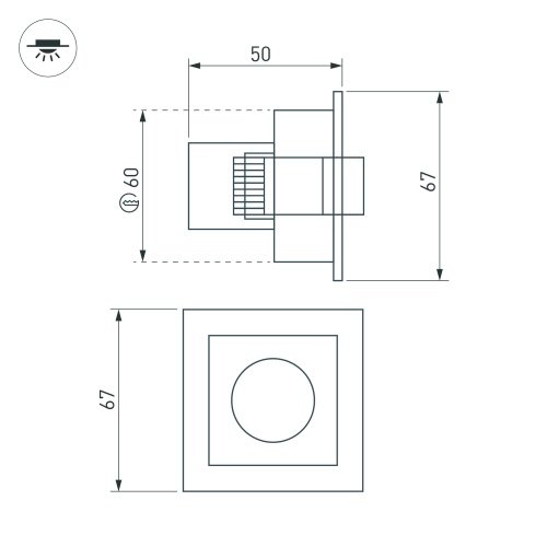 Светильник MS-ORIENT-BUILT-TURN-TC-S67x67-3W Warm3000 (BK-BK, 30 deg, 230V) (Arlight, IP20 Металл, 5 лет)