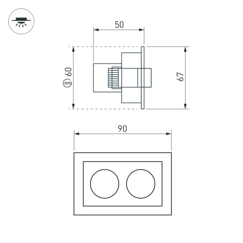 Светильник MS-ORIENT-BUILT-TURN-TC-S67x90-5W Day4000 (BK-BK, 30 deg, 230V) (Arlight, IP20 Металл, 5 лет)
