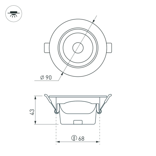 Светильник LTD-POLAR-TURN-R90-7W Warm3000 (WH, 36 deg, 230V) (Arlight, IP20 Пластик, 3 года)