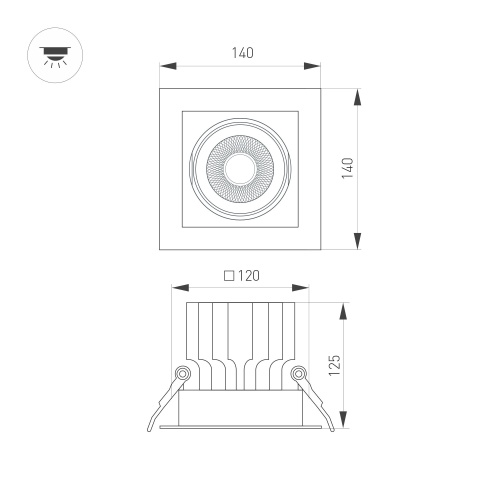 Светильник MS-VORTEX-BUILT-S140x140-30W Warm3000 (BK-BK, 17 deg, 230V) (Arlight, IP20 Металл, 5 лет)