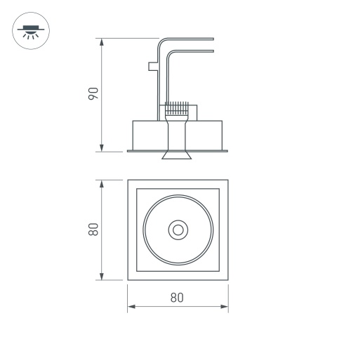 Светильник CL-SIMPLE-S80x80-9W Warm3000 (WH, 45 deg) (Arlight, IP20 Металл, 3 года)