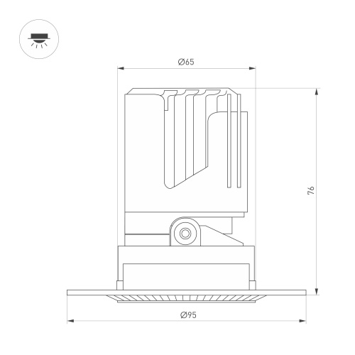 Светильник MS-ARADO-TRIMLESS-R65-9W Warm3000 (WH-WH, 55 deg, 230V) (Arlight, IP20 Металл, 5 лет)