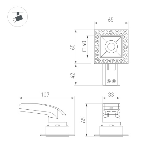Светильник MS-RIALTO-TRIMLESS-S40x40-9W Day4000 (WH, 36deg, 230V) (Arlight, IP20 Металл, 5 лет)