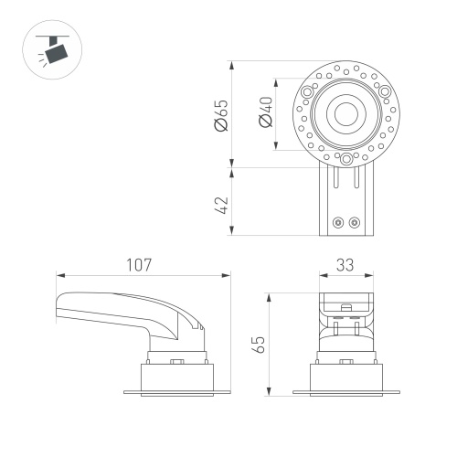 Светильник MS-RIALTO-TRIMLESS-R40-9W Warm3000 (BK, 36deg, 230V) (Arlight, IP20 Металл, 5 лет)