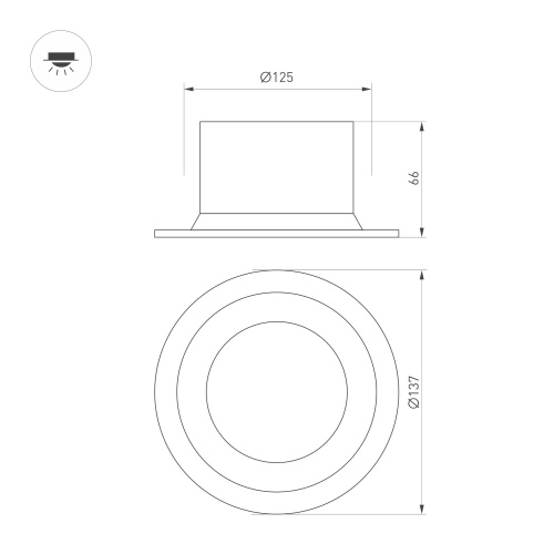 Светильник MS-DROP-BUILT-R137-24W Warm3000 (BK, 90 deg, 230V) (Arlight, IP54 Металл, 5 лет)
