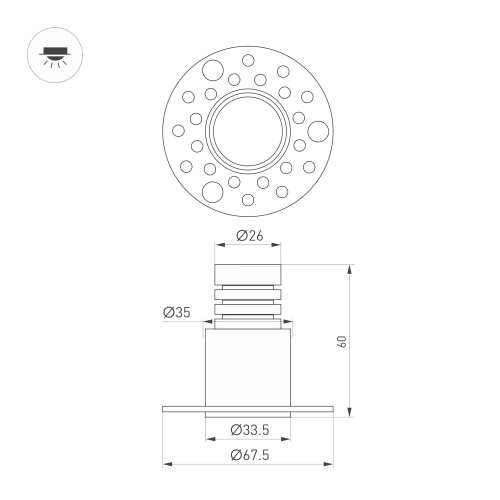 Светильник MS-INVISIO-TRIMLESS-R35-5W Warm2700 (WH-WH, 36 deg, 230V) (Arlight, IP54 Металл, 5 лет)