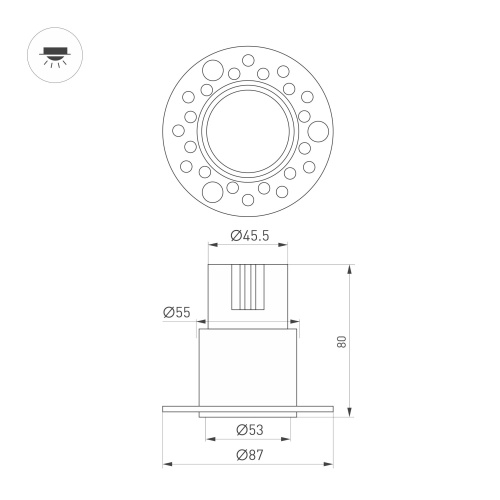 Светильник MS-INVISIO-TRIMLESS-R55-15W Day4000 (WH-WH, 36 deg, 230V) (Arlight, IP54 Металл, 5 лет)