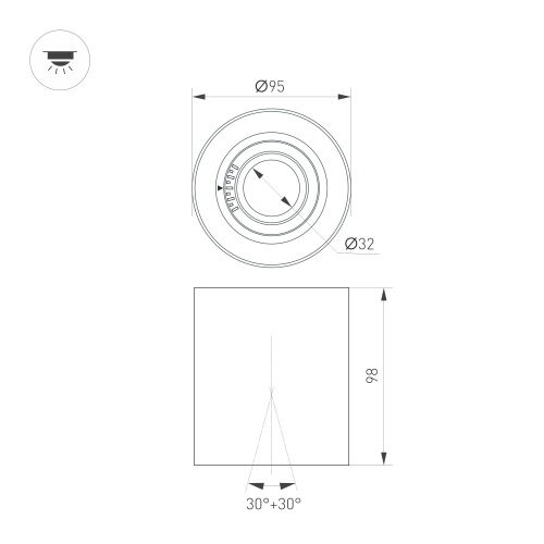 Светильник SP-ACENTO-R95-10W Day4000 (WH, 20-45 deg, 230V) (Arlight, IP20 Металл, 5 лет)