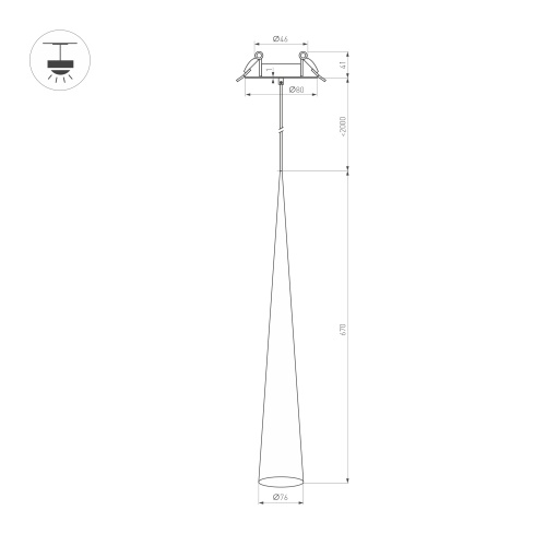 Светильник SP-STIRIA-L600-R76-5W Warm3000 (BG, 36 deg, 230V) (Arlight, IP20 Металл, 3 года)