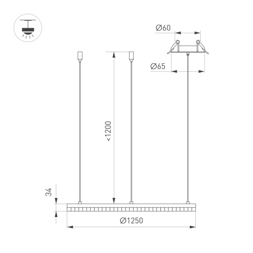 Светильник SP-DIAMOND-R1250-80W Warm3000 (WH, 45 deg, 230V, TRIAC) (Arlight, IP20 Металл, 5 лет)