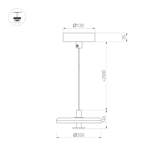 Светильник SP-KOTARO-R350-12W Warm3000 (BK-CF, 36 deg, 230V, TRIAC) (Arlight, IP20 Фетр, 3 года)