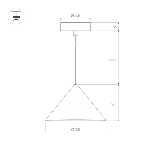 Светильник SP-MAKOTO-R550-14W Warm2700 (BK, 36 deg, 230V, TRIAC) (Arlight, IP20 Металл, 3 года)