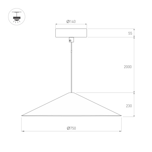 Светильник SP-MAKOTO-R750-14W Warm3000 (BK, 36 deg, 230V, TRIAC) (Arlight, IP20 Металл, 3 года)