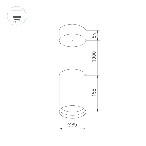 Светильник SP-POLO-HANG-R85-15W White5000 (BK-BK, 40 deg) (Arlight, IP20 Металл, 3 года)