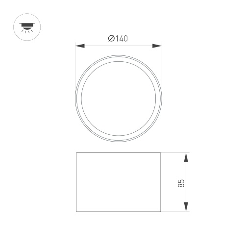 Светильник SP-BISCOTTO-R140-15W Warm3300-MIX (WH, 80 deg, 230V) (Arlight, IP54 Металл, 5 лет)