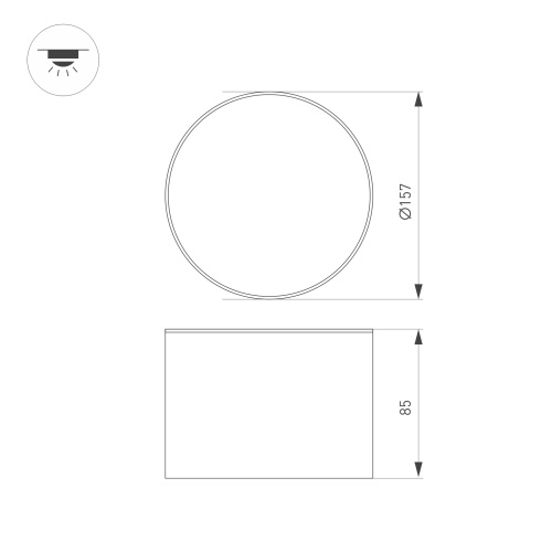 Светильник SP-CYLINDO-R160-18W Warm3000 (BK, 110 deg, 230V) (Arlight, IP54 Металл, 3 года)