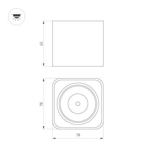 Светильник SP-DICE-S78x78-10W Warm3000 (BK, 24 deg, 230V) (Arlight, IP54 Металл, 5 лет)