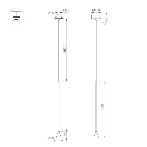 Светильник SP-RINAR-HANG-L565-5W Warm3000 (BK, 36 deg, 230V) (Arlight, IP20 Металл, 5 лет)