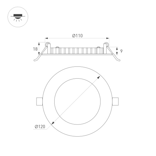 Светильник MS-EDGE-R120-6W Day4000 (WH, 115 deg, 230V) (Arlight, IP44 Металл, 3 года)