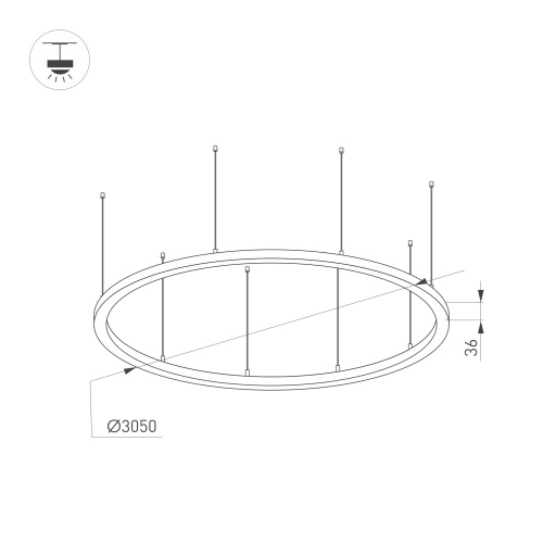 Светильник SP-LINE-HANG-ARC-O3535-D3000-204W Day4000 (WHITE, 230V) (Arlight, Металл)