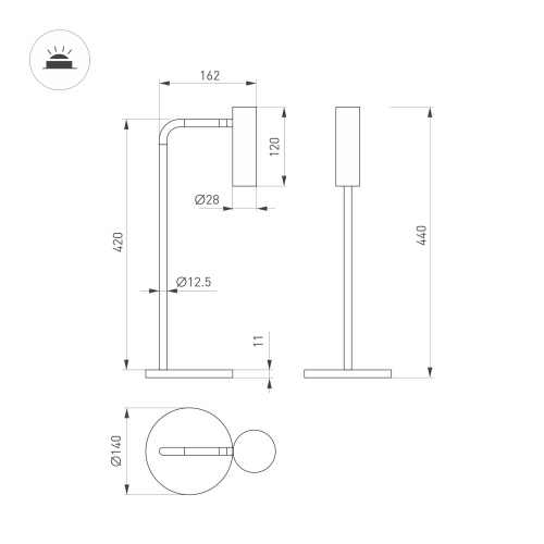 Светильник SP-VERDI-TAB-3W Warm3000 (BR, 20 deg, 230V) (Arlight, IP20 Металл, 3 года)