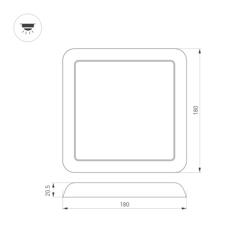Светильник CL-FIOKK-S180x180-12W Day4000-MIX (WH, 120 deg, 230V) (Arlight, IP44 Пластик, 3 года)