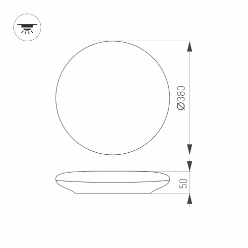 Светильник CL-FRISBEE-MOTION-R380-25W Day4000 (WH, 180 deg, 230V) (Arlight, IP54 Пластик, 3 года)