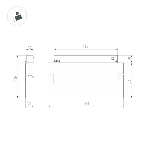Светильник MAG-ORIENT-FLAT-FOLD-S230-12W Warm3000 (BK, 80 deg, 48V) (Arlight, IP20 Металл, 5 лет)
