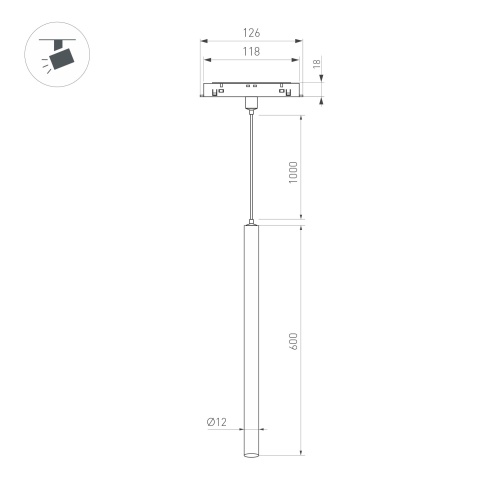 Светильник MAG-ORIENT-SPOT-HANG-L600-R12-2W Day4000 (BK, 20 deg, 48V) (Arlight, IP20 Металл, 5 лет)