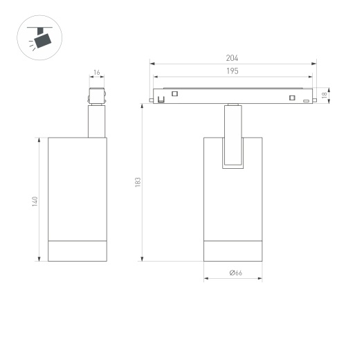 Светильник MAG-ORIENT-SPOT-R65-20W Day4000 (WH, 24 deg, 48V) (Arlight, IP20 Металл, 5 лет)