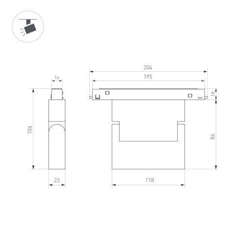 Светильник MAG-ORIENT-FLAT-FOLD-S195-6W Day4000 (WH, 80 deg, 48V, DALI) (Arlight, IP20 Металл, 5 лет)