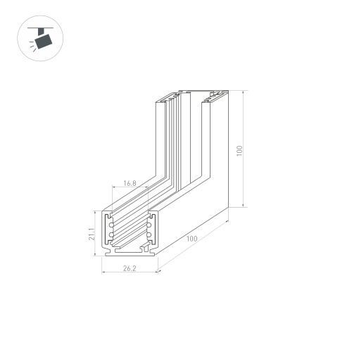 Коннектор угловой MAG-ORIENT-CON-2620-L90-INT (BK, внутренний) (Arlight, IP20 Металл, 3 года)