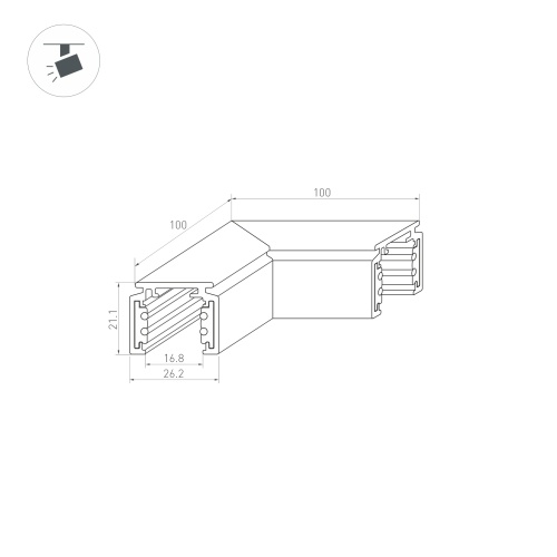 Коннектор угловой MAG-ORIENT-CON-2620-L90 (WH) (Arlight, IP20 Металл, 3 года)