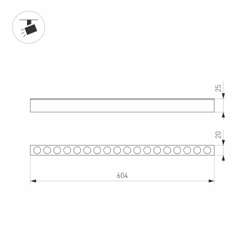 Светильник MAG-DOTS-25-L600-18W Warm3000 (BK, 30 deg, 24V) (Arlight, IP20 Металл, 5 лет)