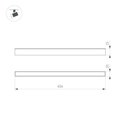 Светильник MAG-FLAT-25-L600-18W Warm3000 (BK, 100 deg, 24V, DALI) (Arlight, IP20 Металл, 5 лет)
