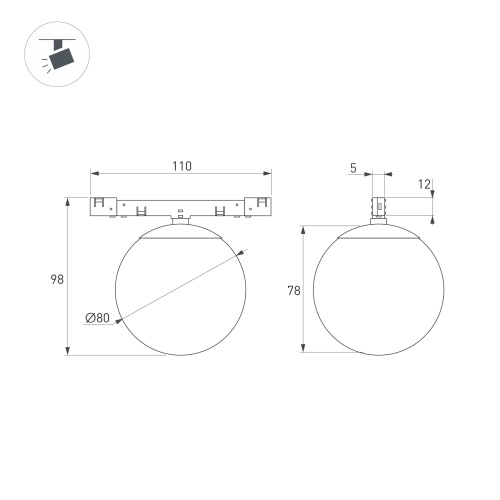Светильник MAG-MICROCOSM-SFERO-R80-7W Day4000 (BK, 230 deg, 24V) (Arlight, IP20 Металл, 5 лет)