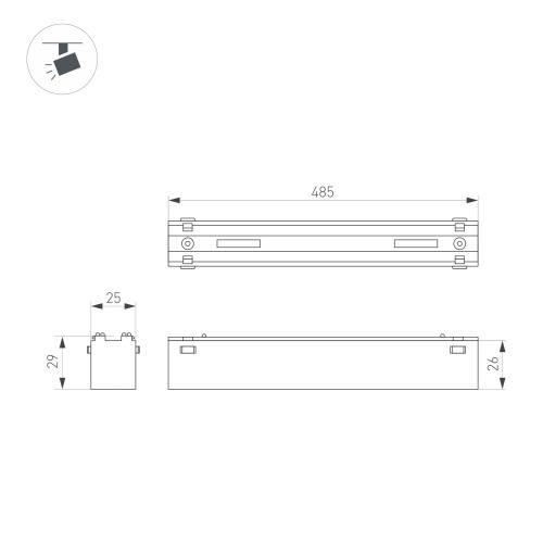 Светильник MAG-VIBE-FLAT-L485-24W Day4000-MIX (BK, 100 deg, 48V, TUYA Zigbee) (Arlight, IP20 Металл, 5 лет)