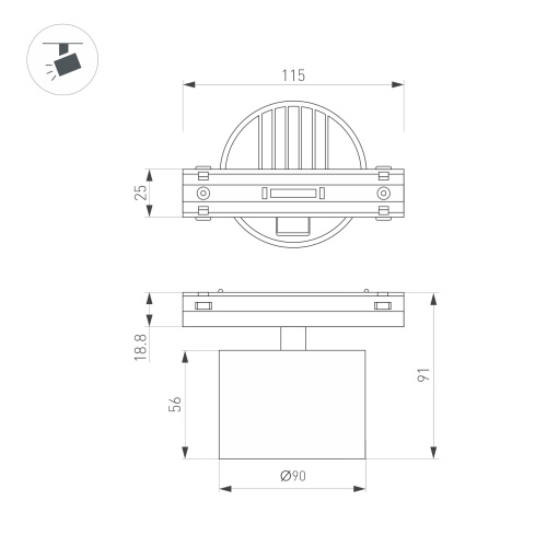 Светильник MAG-VIBE-RONDO-R90-10W Warm3000 (WH, 110 deg, 48V) (Arlight, IP20 Металл, 5 лет)