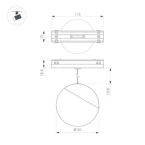 Светильник MAG-VIBE-EMISFERO-HANG-R100-6W Day4000 (WH, 130 deg, 48V) (Arlight, IP20 Металл, 5 лет)