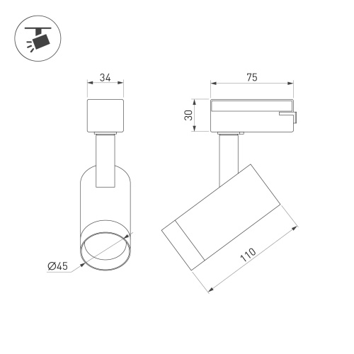 Светильник LGD-SPOT-2TR-R45-7W Warm3000 (GD, 24 deg, 230V) (Arlight, IP20 Металл, 3 года)